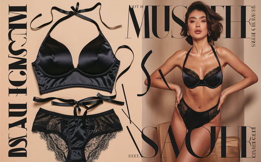 Ready to Discover Sensual Elegance with Our Black Satin Lingerie Set in This Summer?