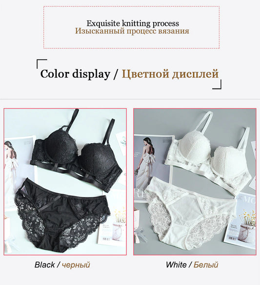 Embroidered Push-Up Bra Set for Women