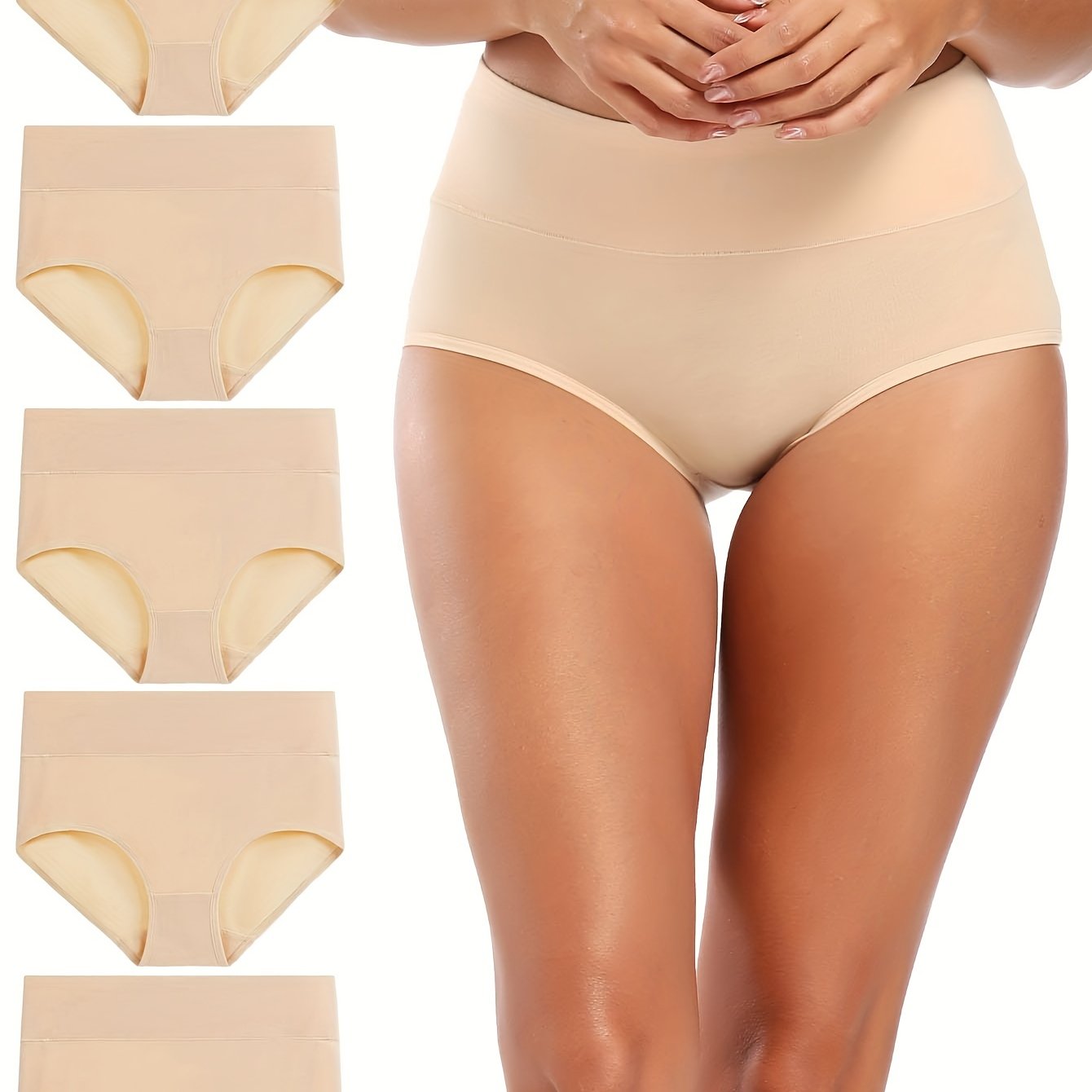 5pcs Seamless Solid Briefs