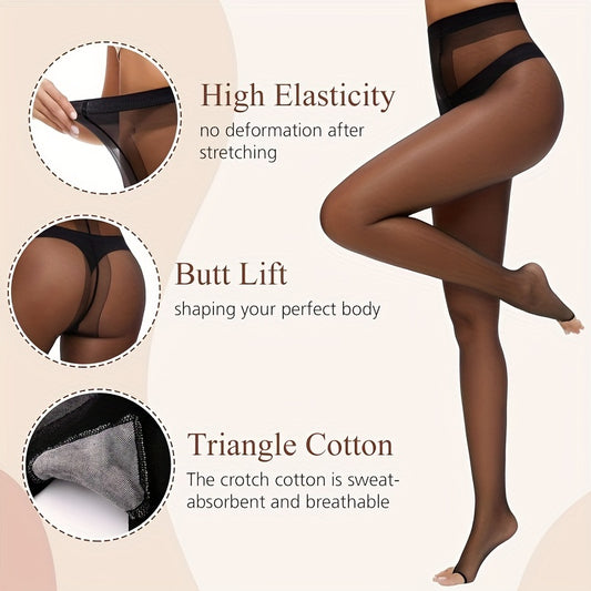 3 pairs of lightweight and breathable open toe tight pants, control top, pantyhose, women's fashionable daily accessories