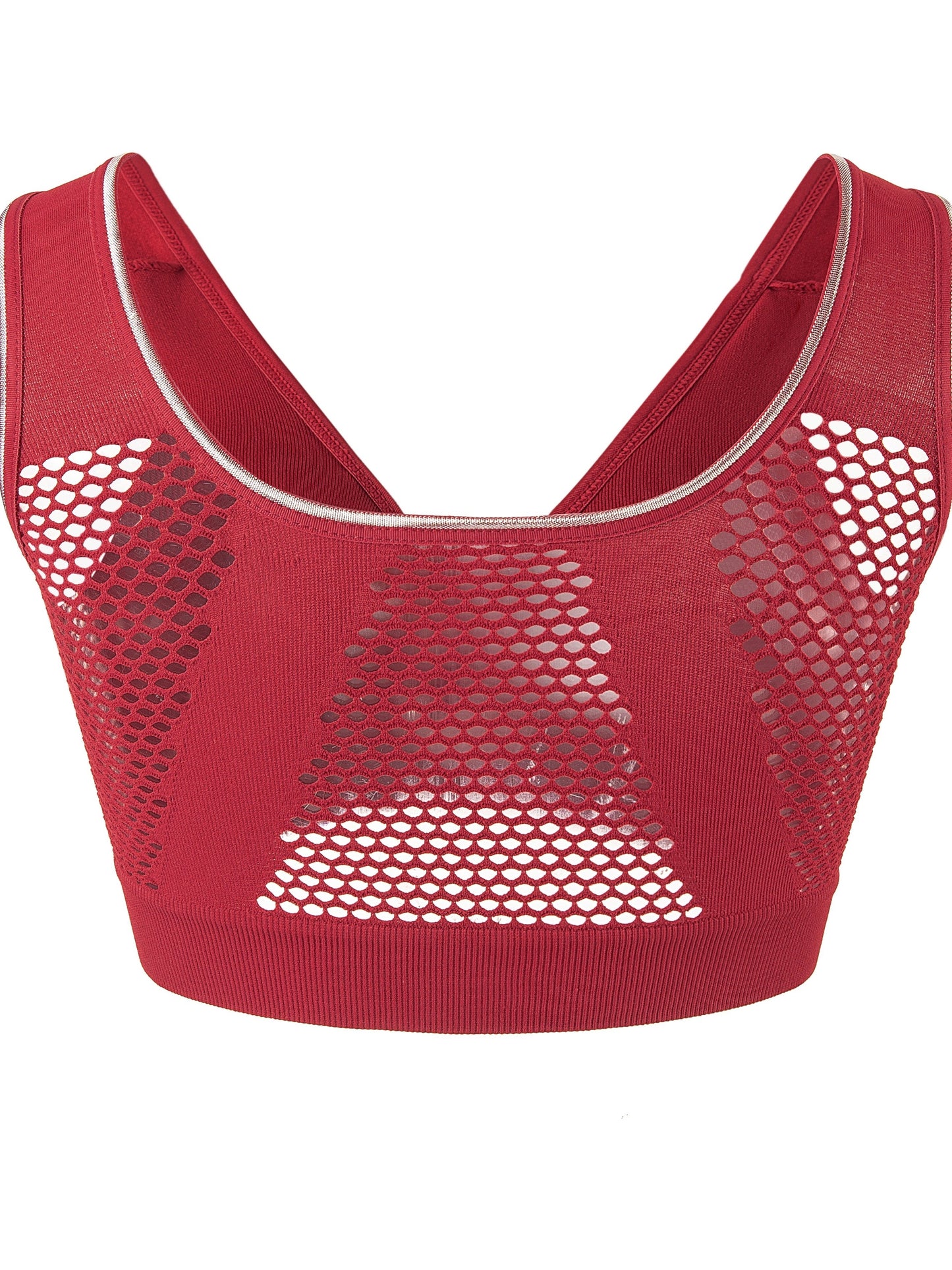 Women's Sports Bra, Plus Size Buckle Open Front Solid Breathable Mesh Wireless Thin Fitness Yoga Running Bra