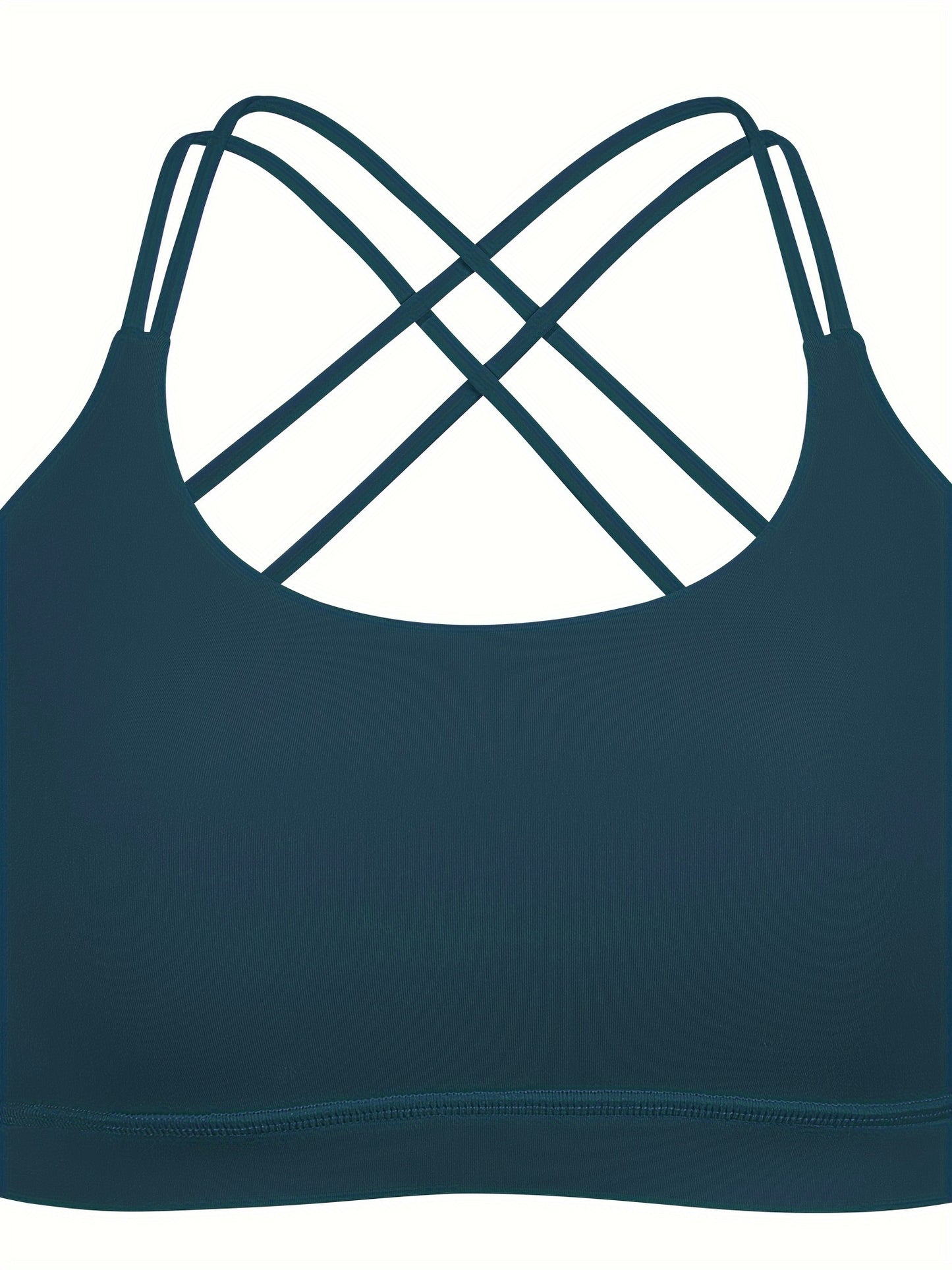 Women's Strappy Padded Sports Bra, Sexy Cross-Back Athletic Top, Workout Fitness Bra, Active Gym Wear