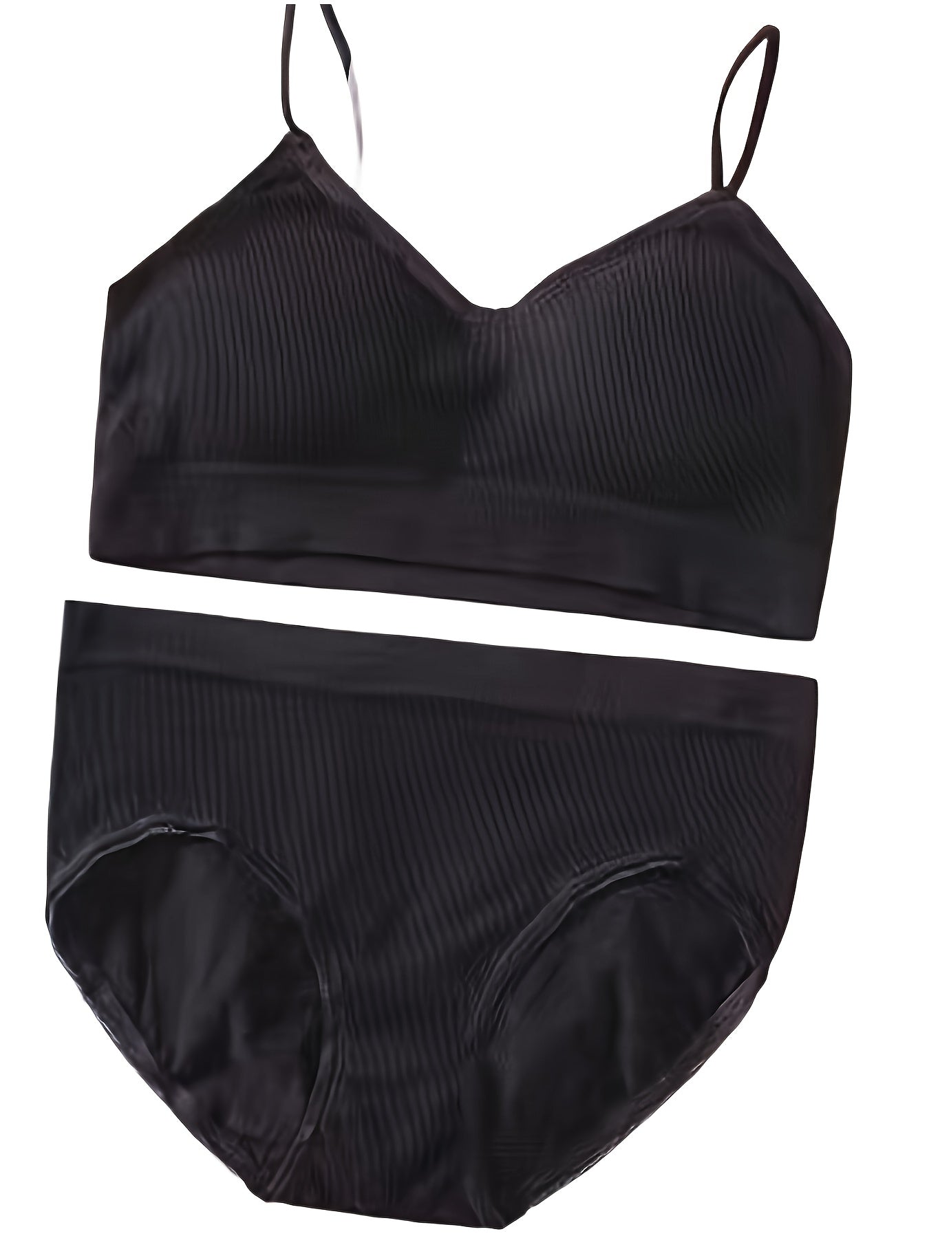 10 Pcs Seamless Solid Bra & Panties, Simple V Neck Bra & Elastic Panties Lingerie Set, Women's Lingerie & Underwear