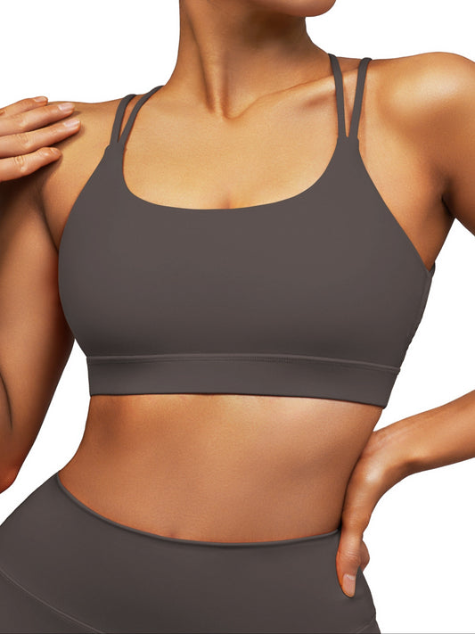 Women's Strappy Padded Sports Bra, Sexy Cross-Back Athletic Top, Workout Fitness Bra, Active Gym Wear