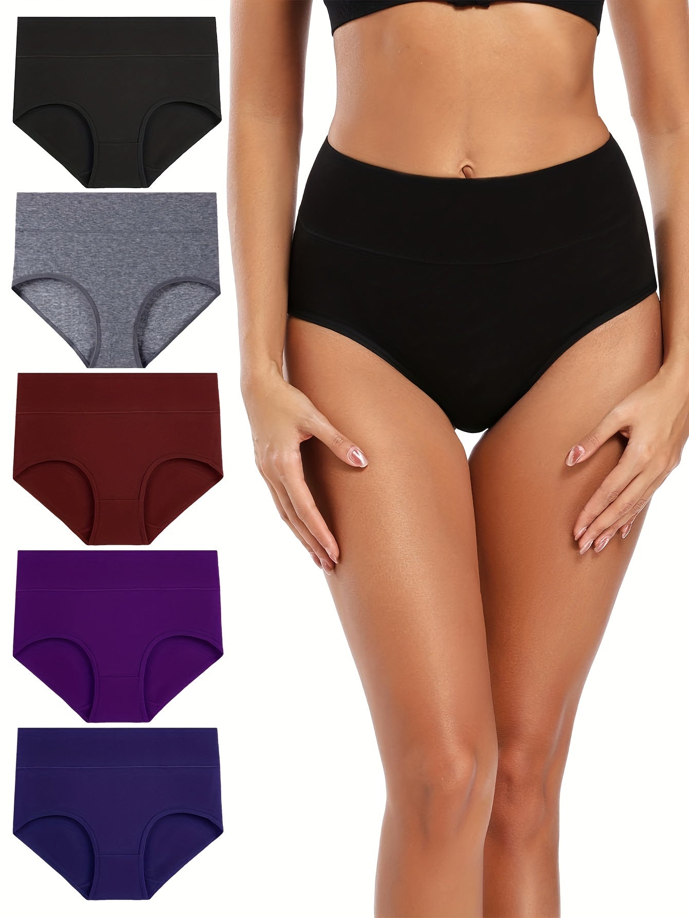 5pcs Seamless Solid Briefs