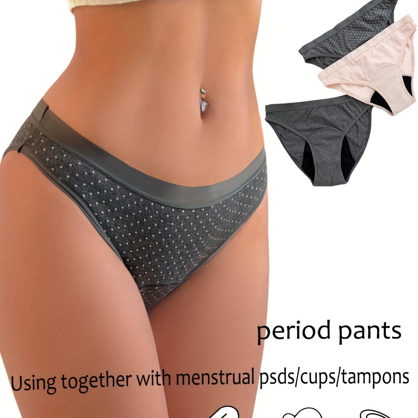 3 Pcs Women's Comfy & Breathable Physiological Bikini Briefs