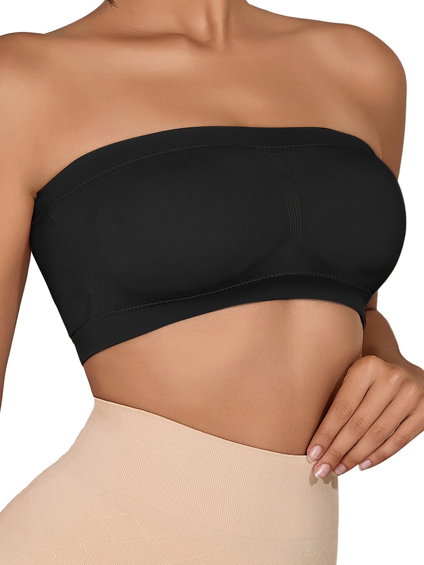 7-Pack Women's Seamless Bandeau Tube Top Bra, High Elasticity, No-Pad, Strapless, Breathable, Anti-Lighting Wrap Chest Underwear, Assorted Colors, Casual Style