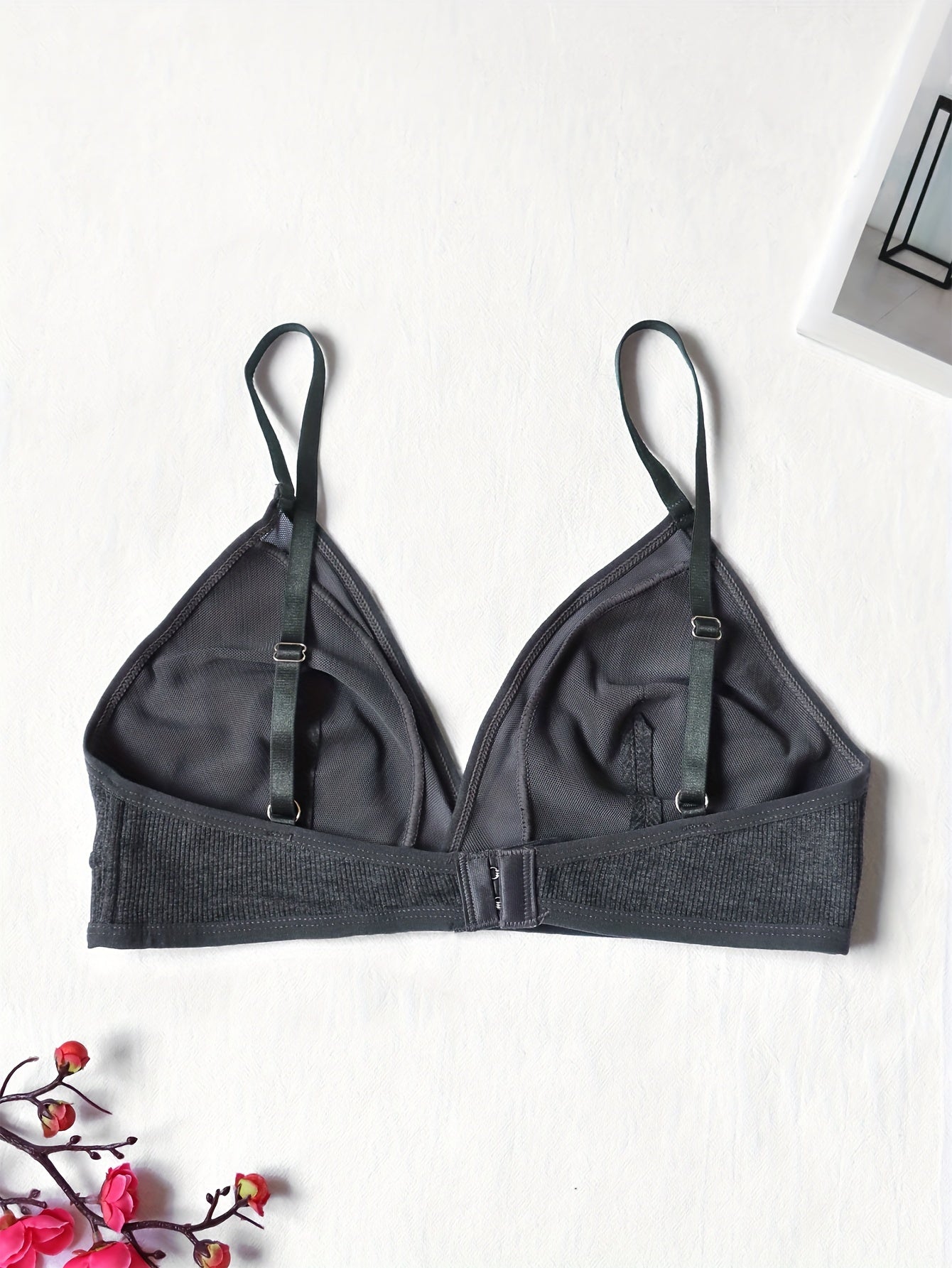 Contrast Mesh Wireless Bra, Comfy & Breathable Intimates Bra, Women's Lingerie & Underwear