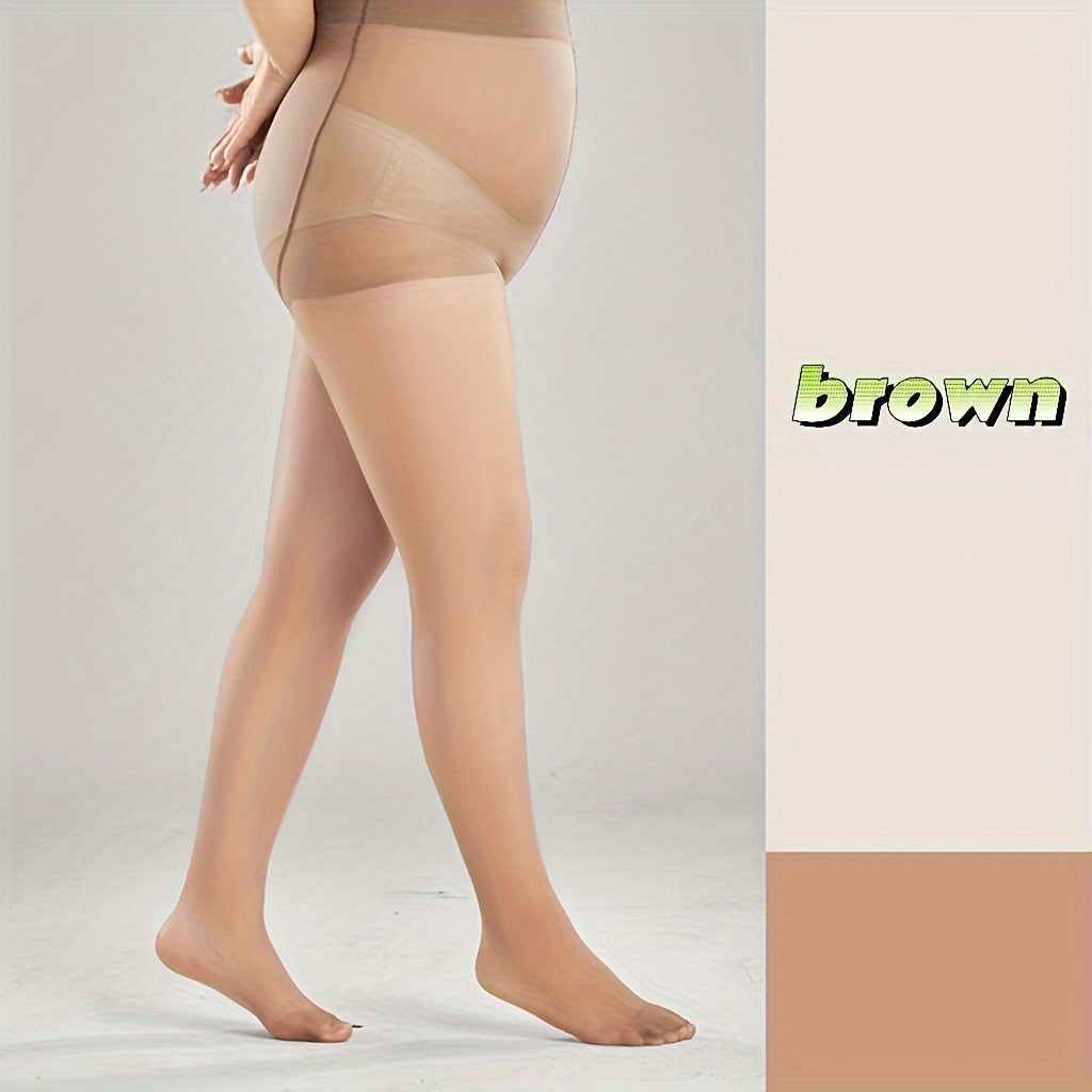 2/3/5Pairs Plus Size Trendy Tights Set, Women's Plus High Waisted Butt Lifting Semi Sheer Ultra-soft Pantyhose Set