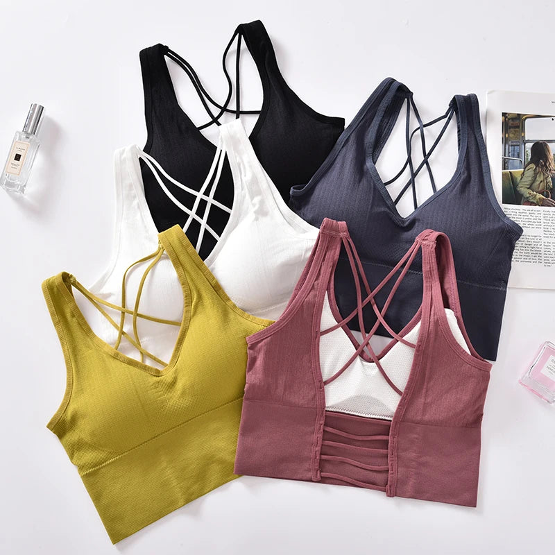 Women Tank Top Backless Seamless Crop Top Female Underwear Bralette Active Wear Sexy Lingerie Removable Pad Backless  Camisole