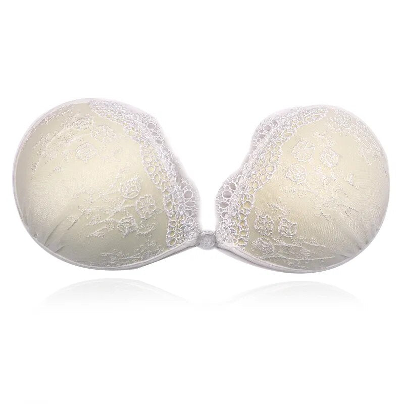 2024 Sexy White Lace Push Up Women Bra Floral Invisible Bras for Women Wedding Party Seamless Strapless Women's Underwear Bra