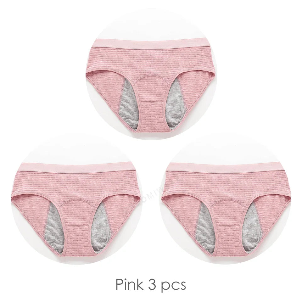 Experience Comfort and Protection with 3pcs Mesh Ribbed Cotton Leak Proof Menstrual Panties