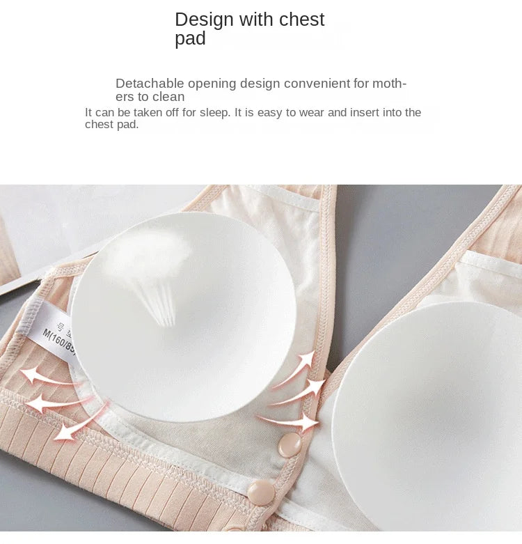 Pure Cotton Nursing Bra Women's Breastfeeding Maternity Underwear Women Pregnancy Plus Size Bralette Gather Crop Top Women