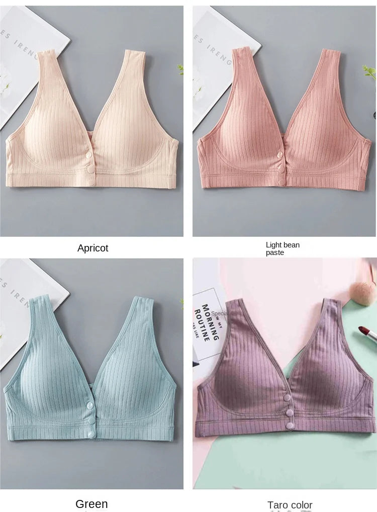 Pure Cotton Nursing Bra Women's Breastfeeding Maternity Underwear Women Pregnancy Plus Size Bralette Gather Crop Top Women