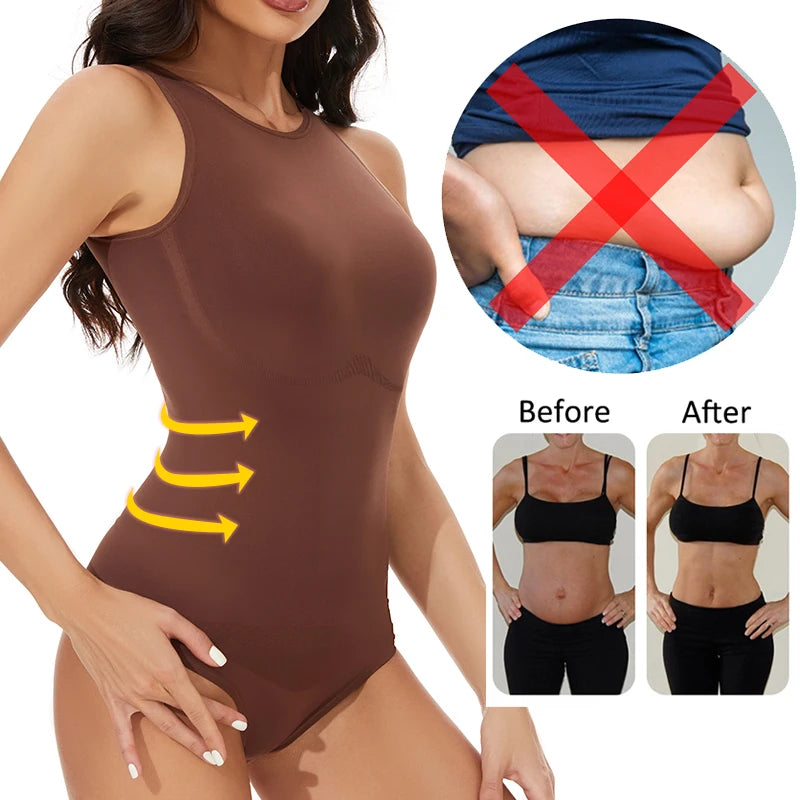 Women's Bodysuits Sexy Sleeveless Scoop Neck Shapewear Thong Waist Trainer Tanks Tops Corset Slimming Tummy Control Body Shaper