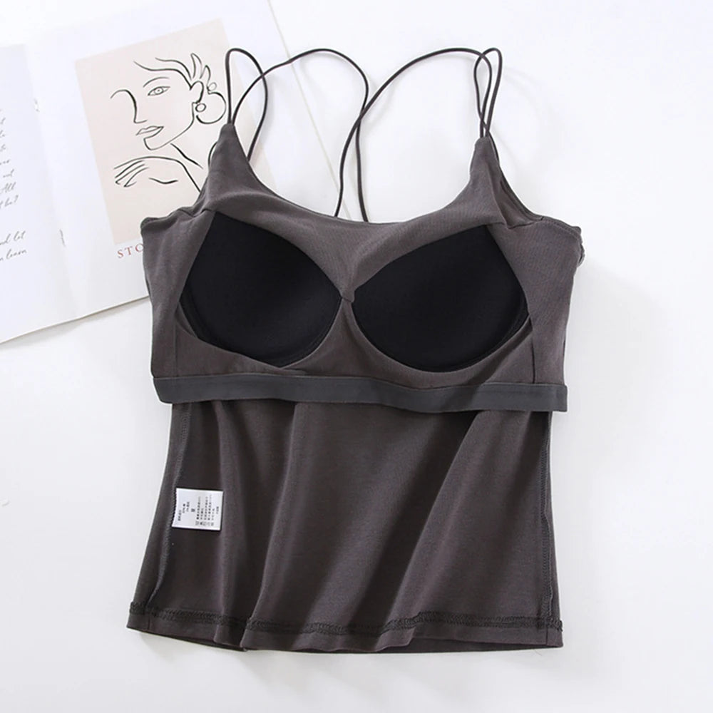 Women's Bra Tank Top Tanks Camisoles Camis Sando Singlet Vest Sleeveless Sexy Casual Korean SA1547