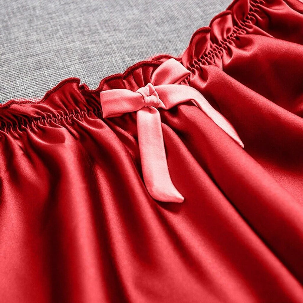 Women Imitation Silk Satin Briefs Ruffle Underwear Ladies Smooth Underpants Soft Panties Pajamas Shorts Woman's Underpants Solid