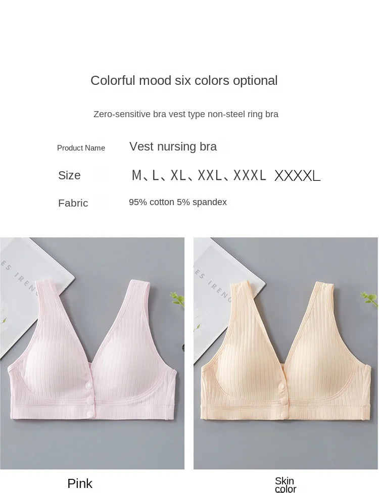 Pure Cotton Nursing Bra Women's Breastfeeding Maternity Underwear Women Pregnancy Plus Size Bralette Gather Crop Top Women