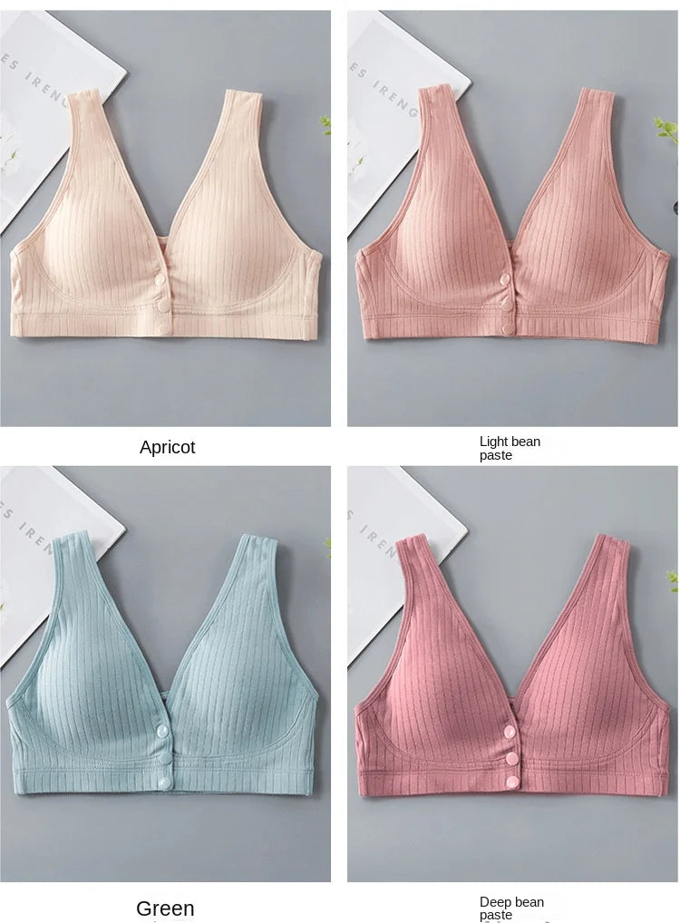 Pure Cotton Nursing Bra Women's Breastfeeding Maternity Underwear Women Pregnancy Plus Size Bralette Gather Crop Top Women