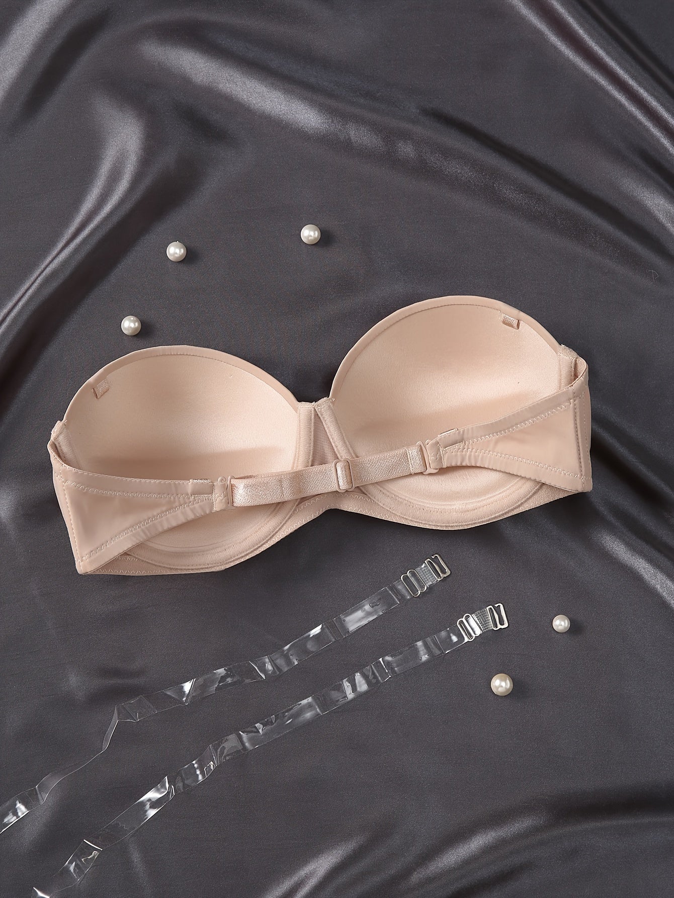 Solid Strapless Bandeau Bra, Comfy Push Up Everyday Bra, Women's Lingerie & Underwear