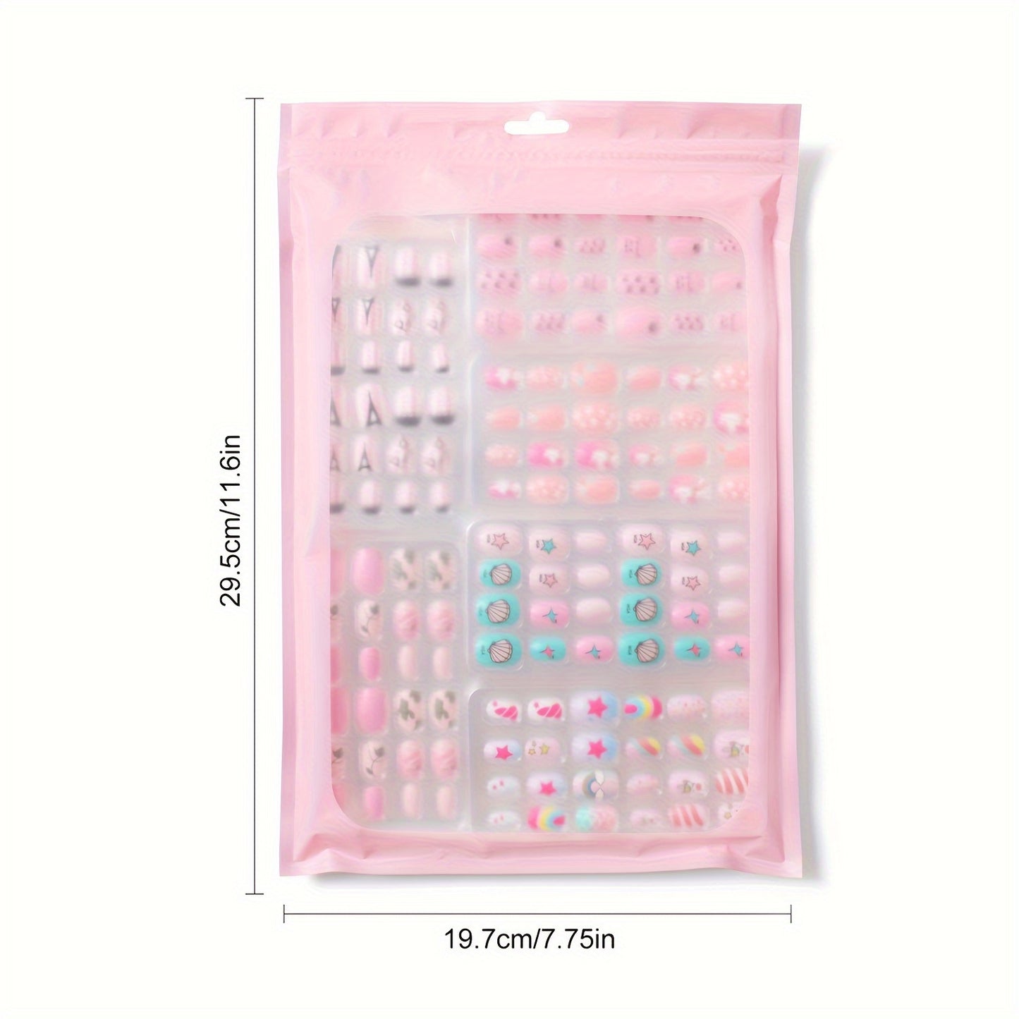 168-Piece, 7-Set Self-Adhesive Pre-Glued Kids Press-On Nails Kit - Diverse Cute Patterns, Premium Acrylic Material, Safe & Harm-Free, Easy to Apply, Long-Lasting, and Fun for Girls