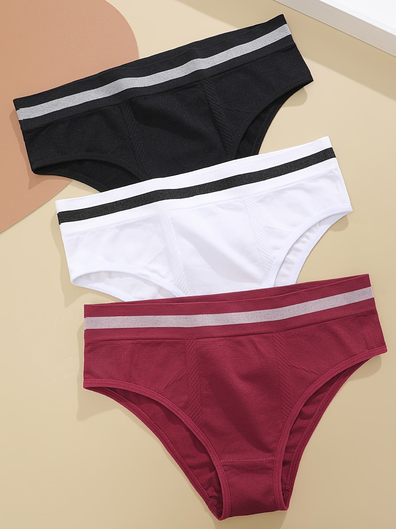 3pcs Women's Stripe Print Comfy Breathable Stretchy Intimates Panties - Soft and Stylish Underwear