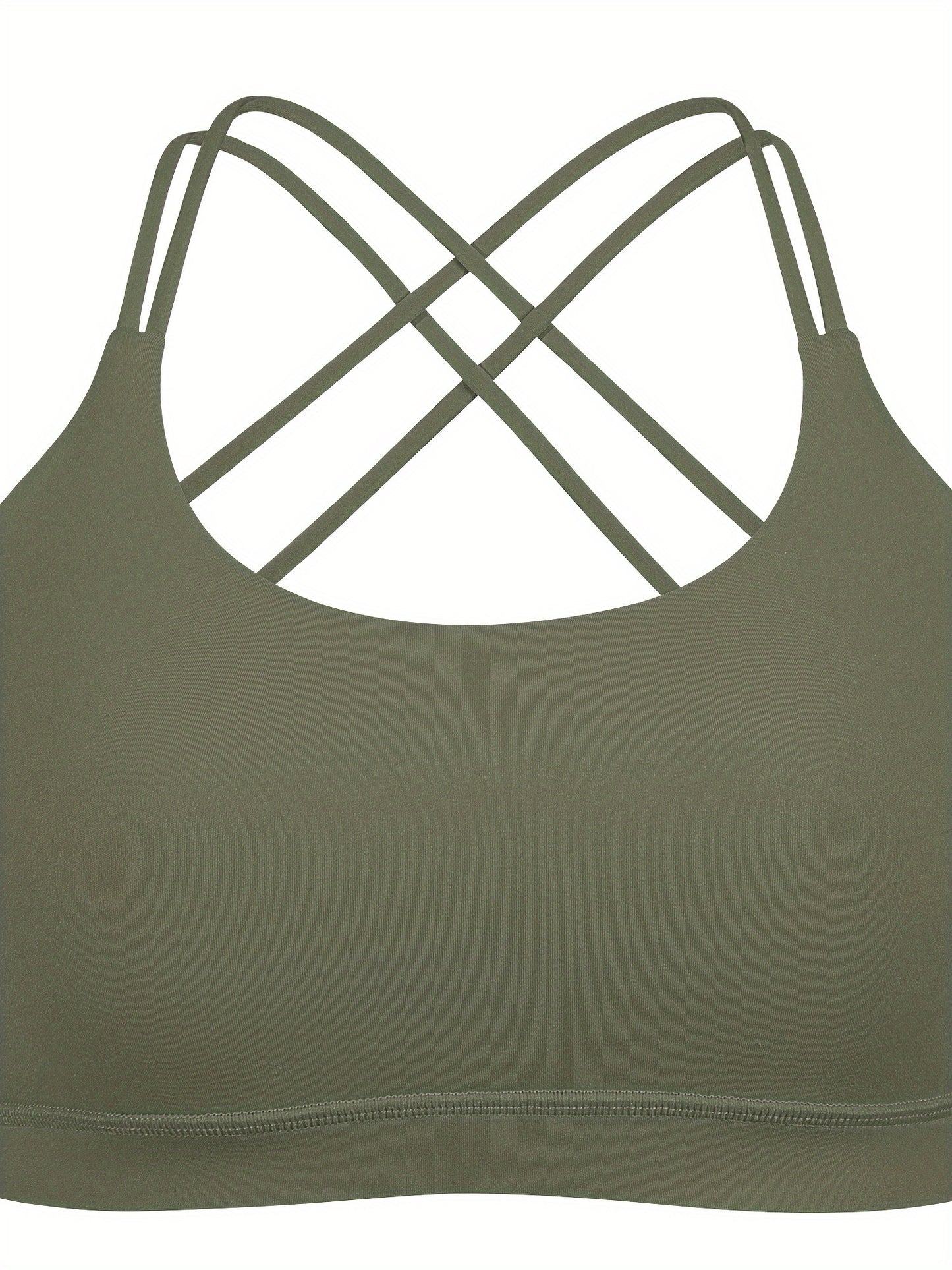 Women's Strappy Padded Sports Bra, Sexy Cross-Back Athletic Top, Workout Fitness Bra, Active Gym Wear