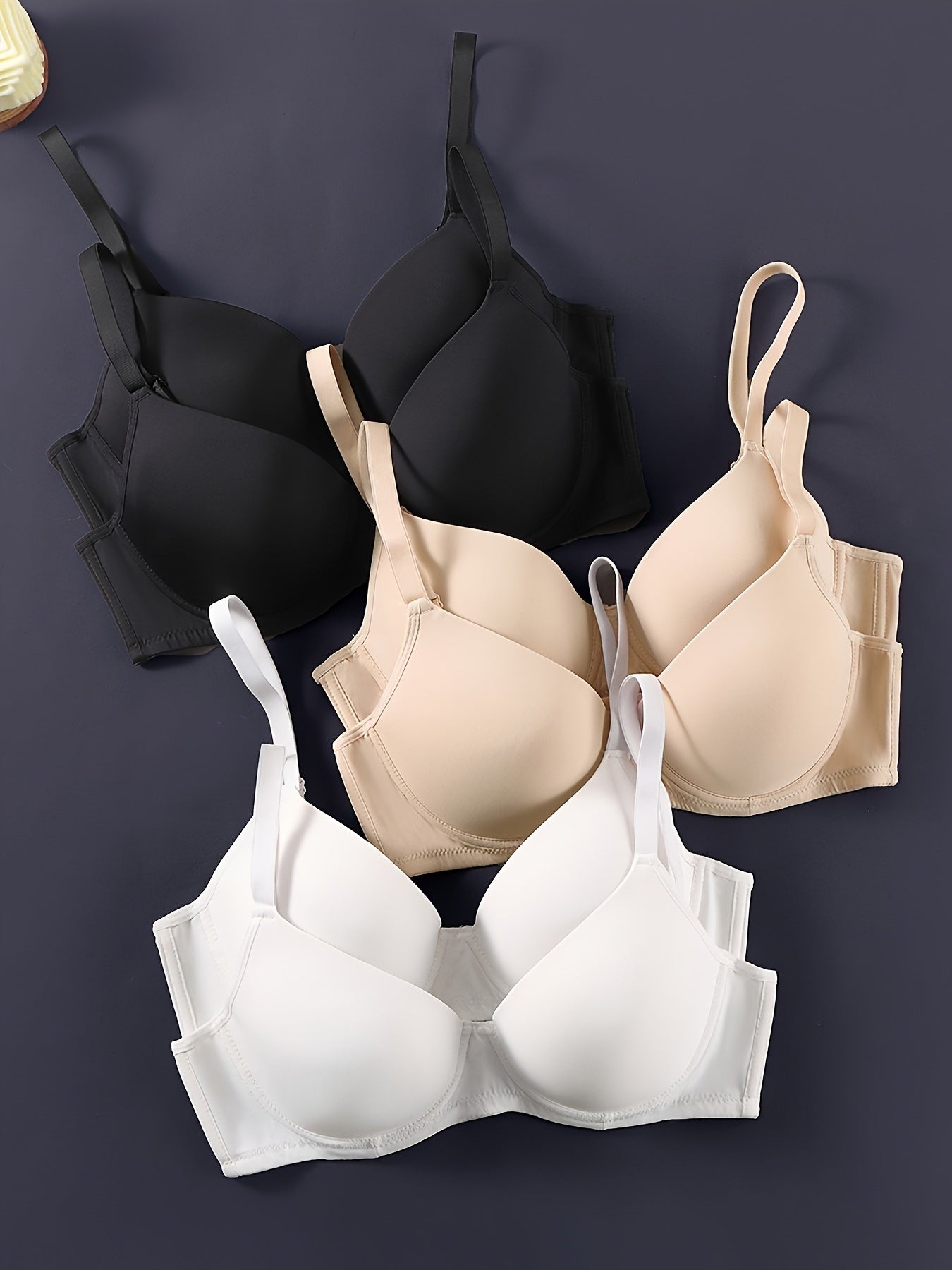 [Simple Solid Women's Underwear Bra] 6pcs Simple Solid Seamless Bra, Comfy & Breathable Push Up Bra, Women's Lingerie & Underwear