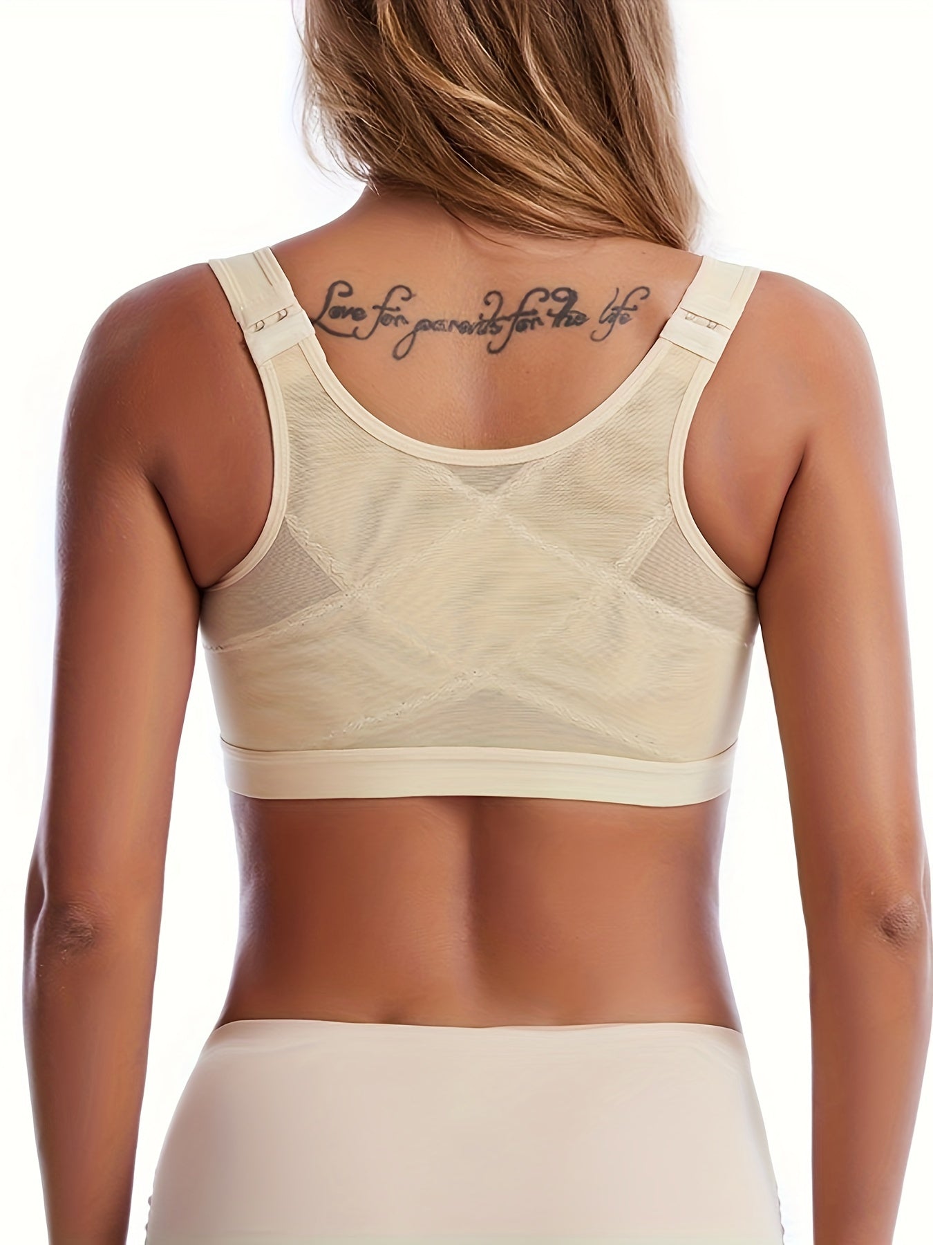 Solid Front Buckle Sports Bra, Comfy & Breathable Wireless Push Up Intimates Bra, Women's Lingerie & Underwear