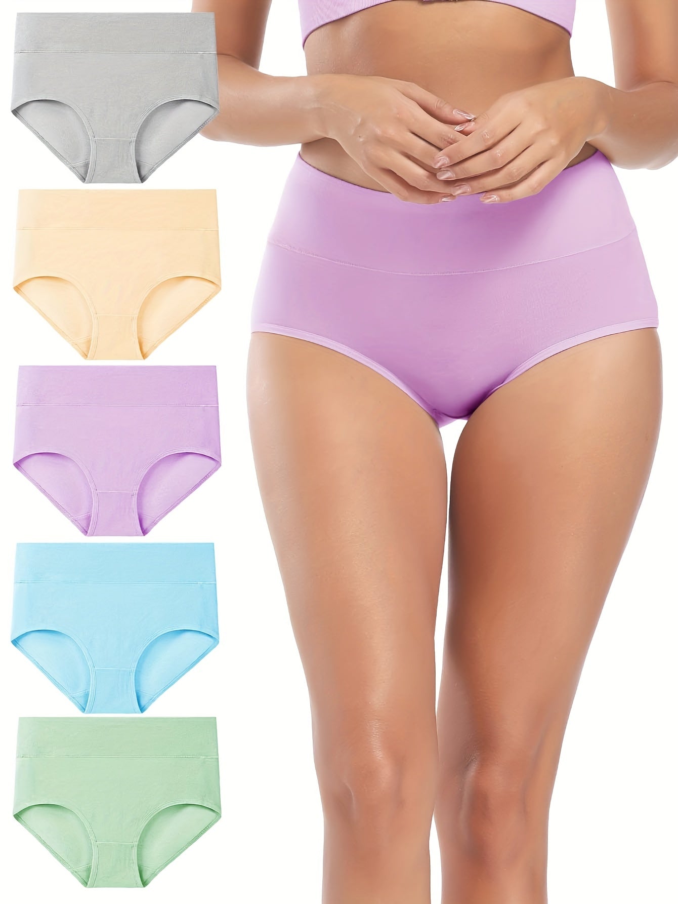 5pcs Seamless Solid Briefs