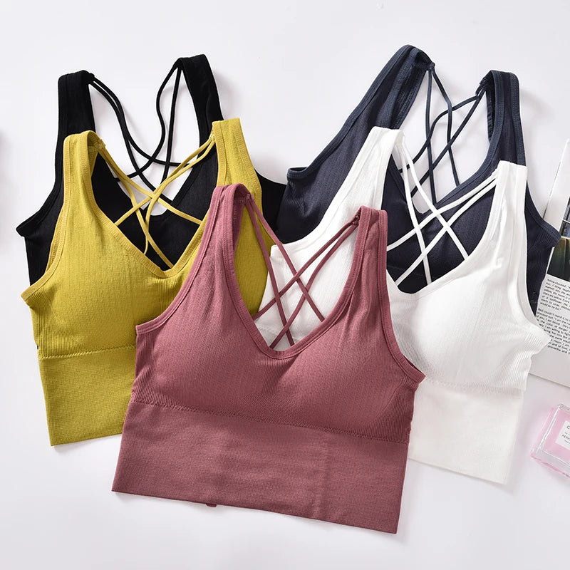 Women Tank Top Backless Seamless Crop Top Female Underwear Bralette Active Wear Sexy Lingerie Removable Pad Backless  Camisole