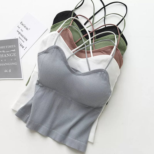 Knitted Crop Top for Women - Sexy Seamless Tank Top, Padded Camisole Underwear & Streetwear