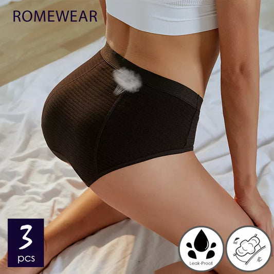 Experience Comfort and Protection with 3pcs Mesh Ribbed Cotton Leak Proof Menstrual Panties
