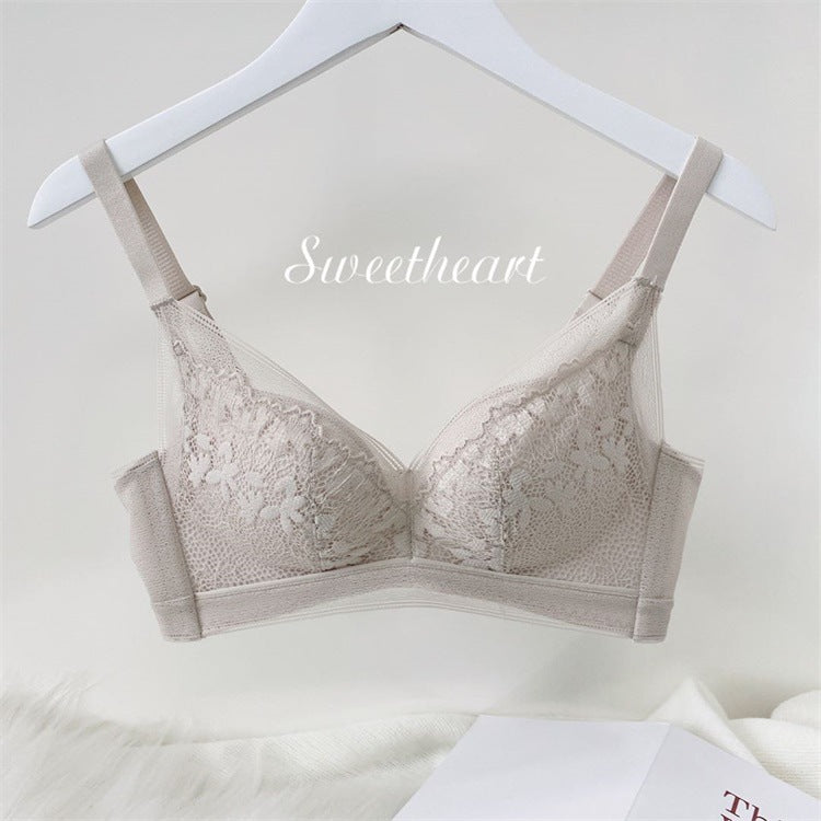 Small chest gathered adjustment receipt of the milk lace high-grade bra