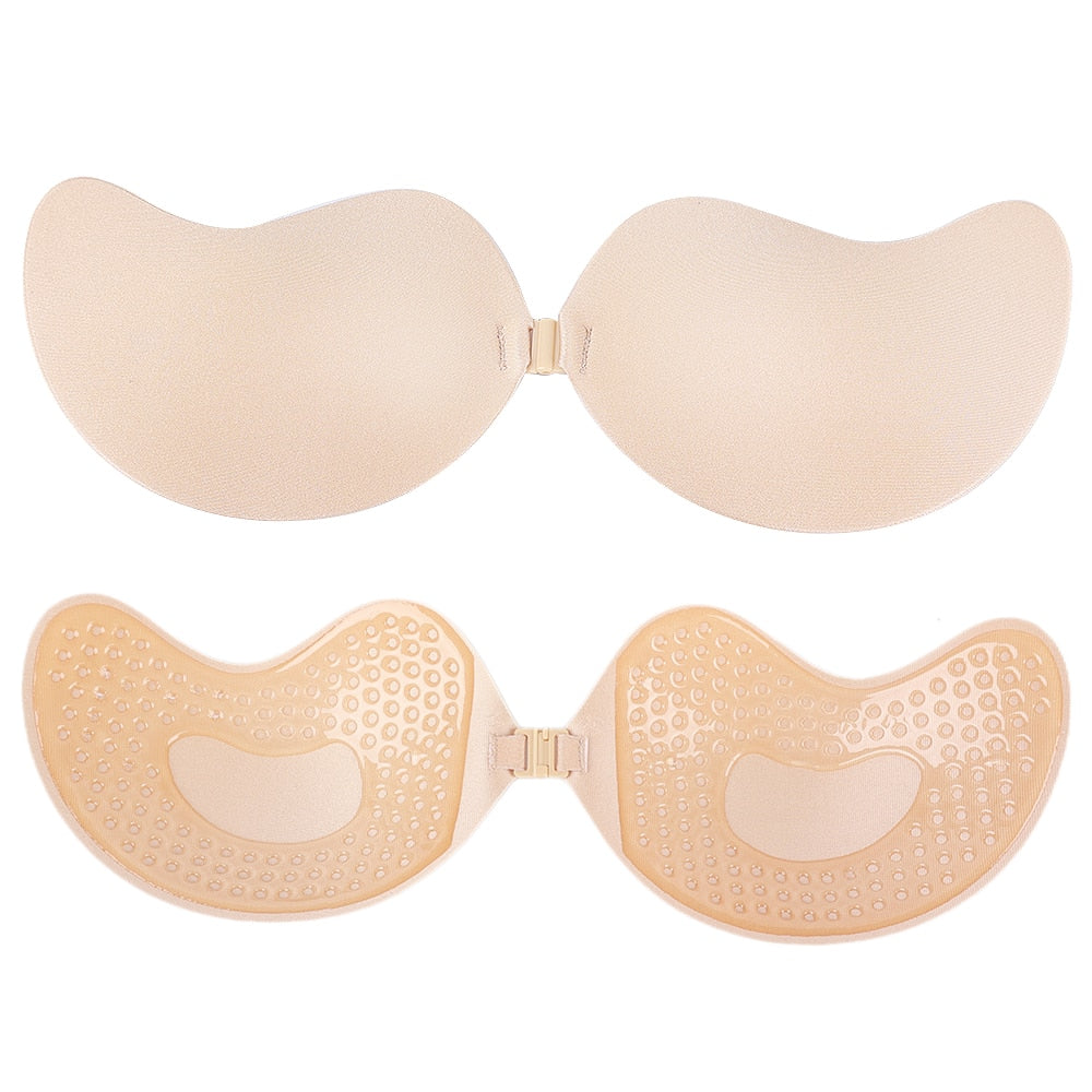 Women Self Adhesive Strapless Bandage Backless Solid Bra Stick Gel Silicone Push Up Underwear Invisible Bra Bust Braces Support