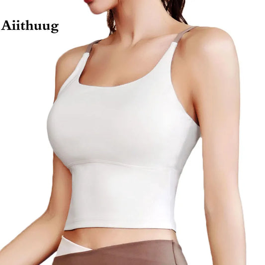 Aiithuug Yoga Crop Top Build In Cups Gym Crop Top Fitness Crisscross Backyoga Bras Fitness Crop Gym Tops Upgrade Soft Fabric