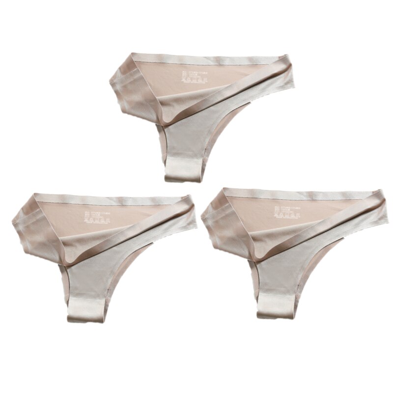 3PCS Sexy Panties Women Silk Low-Waist Underpant 3PCS/Set Thong Female Seamless G-String Thongs Underwear Lingerie Slip Femme