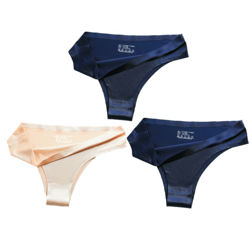 3PCS Sexy Panties Women Silk Low-Waist Underpant 3PCS/Set Thong Female Seamless G-String Thongs Underwear Lingerie Slip Femme