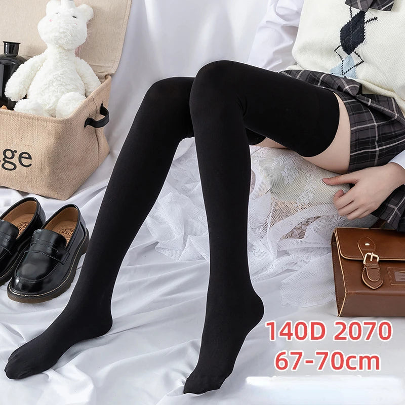 70cm.Long Tube Knee Socks Velvet High Elasticity Uniform White Stockings Anti-slip Slim Velvet Thigh Stokings Women Height 190cm