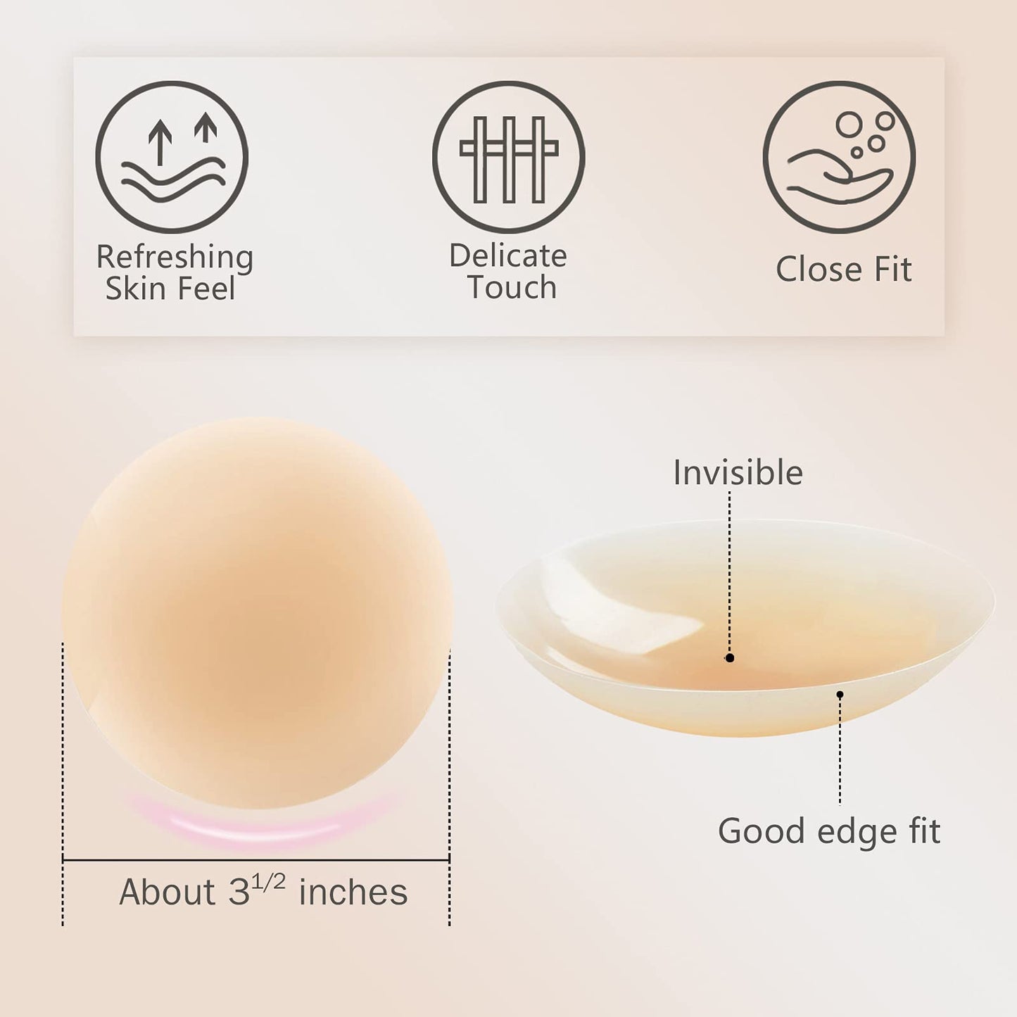 1-4 Pair Women Adhesive-Free Reusable Invisible Waterproof Breast Pasties Ultra Thin Non Adhesive Silicone Nipple Cover