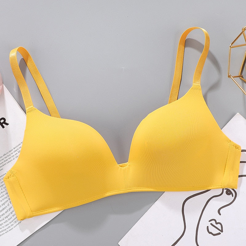 Women No Wire Push Up Seamless Bra Sexy Underwear Girls Students Breathable Thin 12 Colors Bras Female's Bra Breathable Gathered