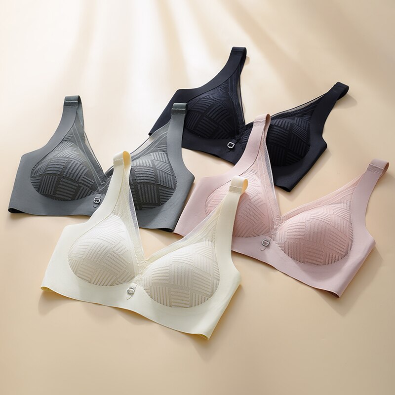 SofBeauForY New Semi Fixed Cup Sexy Lace Squares Women Underwear Comfortable No Steel Ring Support Woman Bra