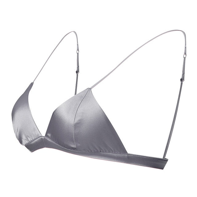 Women Sexy Bras 88%Natural Silk 12%Spandex Wire Free Thin Padded Everyday Bralette White Black Pink 2024 New Underwear