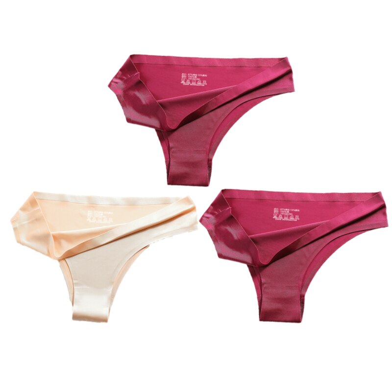 3PCS Sexy Panties Women Silk Low-Waist Underpant 3PCS/Set Thong Female Seamless G-String Thongs Underwear Lingerie Slip Femme