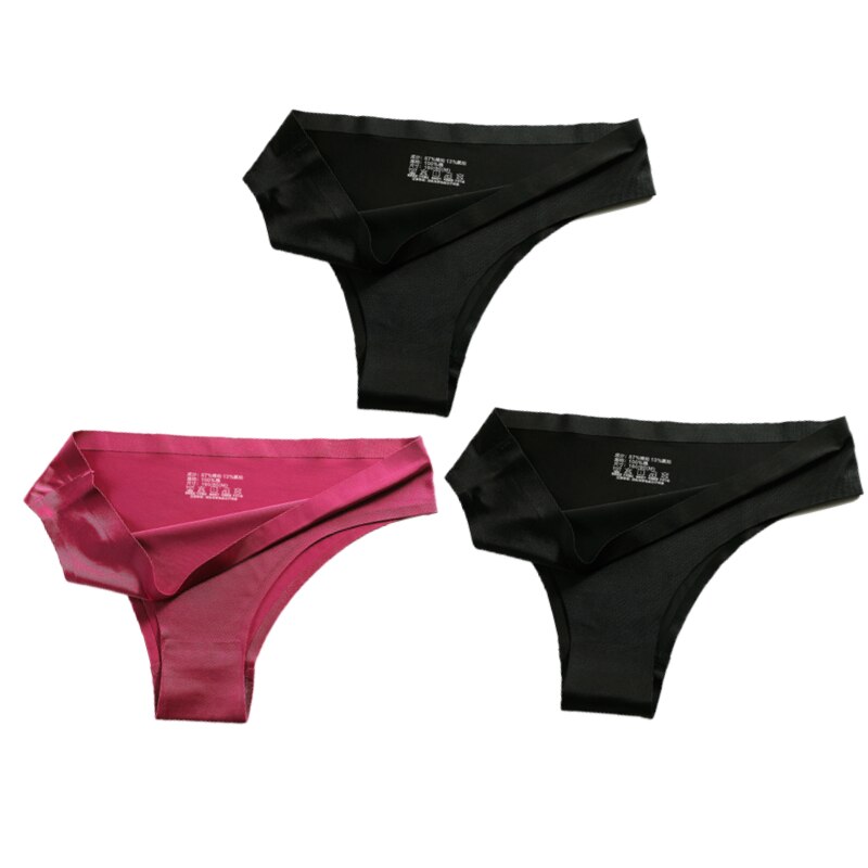 3PCS Sexy Panties Women Silk Low-Waist Underpant 3PCS/Set Thong Female Seamless G-String Thongs Underwear Lingerie Slip Femme