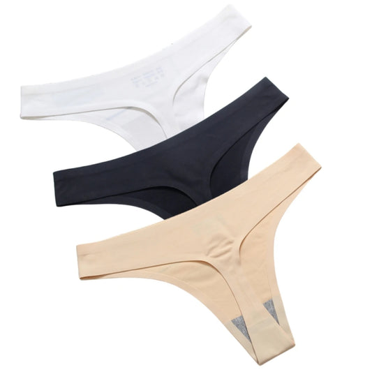 3Pcs Seamless Panties For Women Ice Silk Underwear Female Bikini G-string Thin Lingerie Soft Sports Thongs Summer Pantys