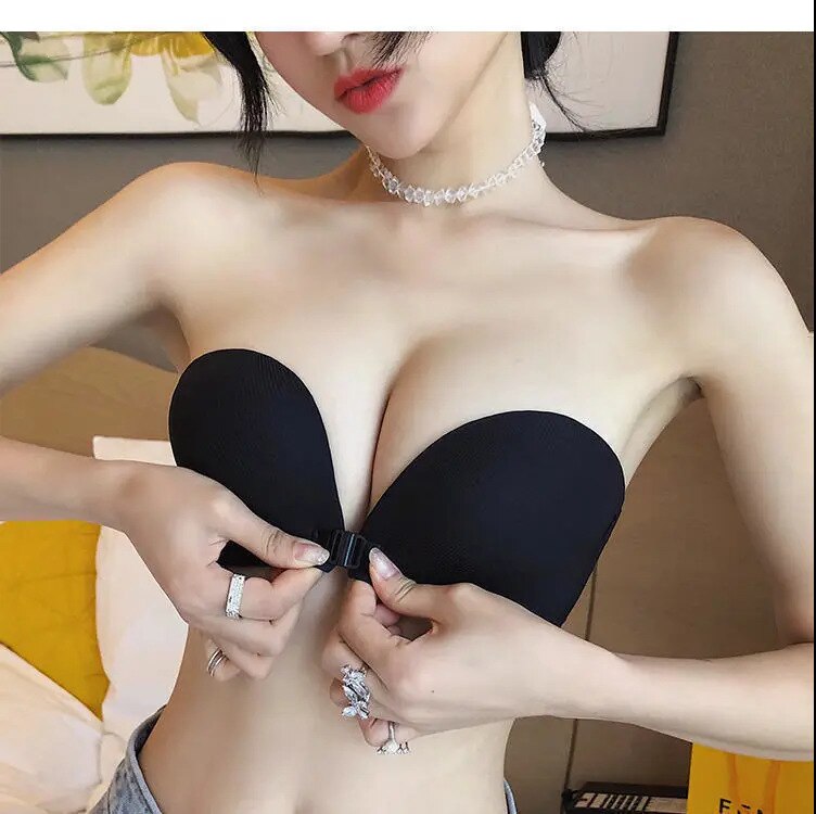 Women Underwear Wireless Sticky Bra Sexy Backless Seamless Invisible Bras Front Closure Strapless Push Up Sticky Silicone Bra