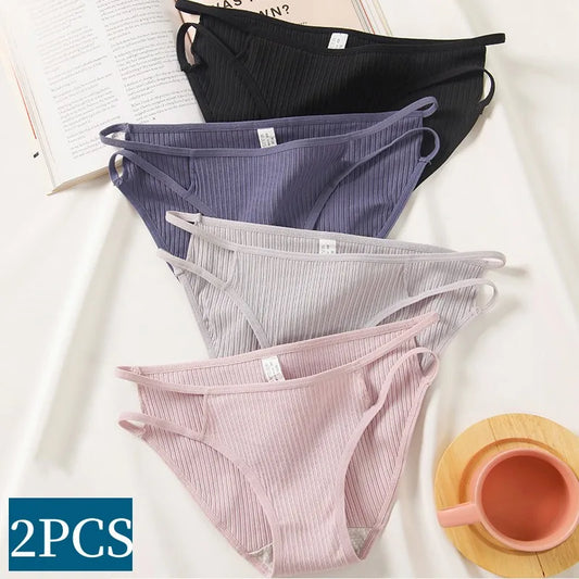 2PCS/Set Cotton Panties Women Panties Female Underwear Intimates Hollow Sexy Lingerie Briefs Breathable Pantys M-XL