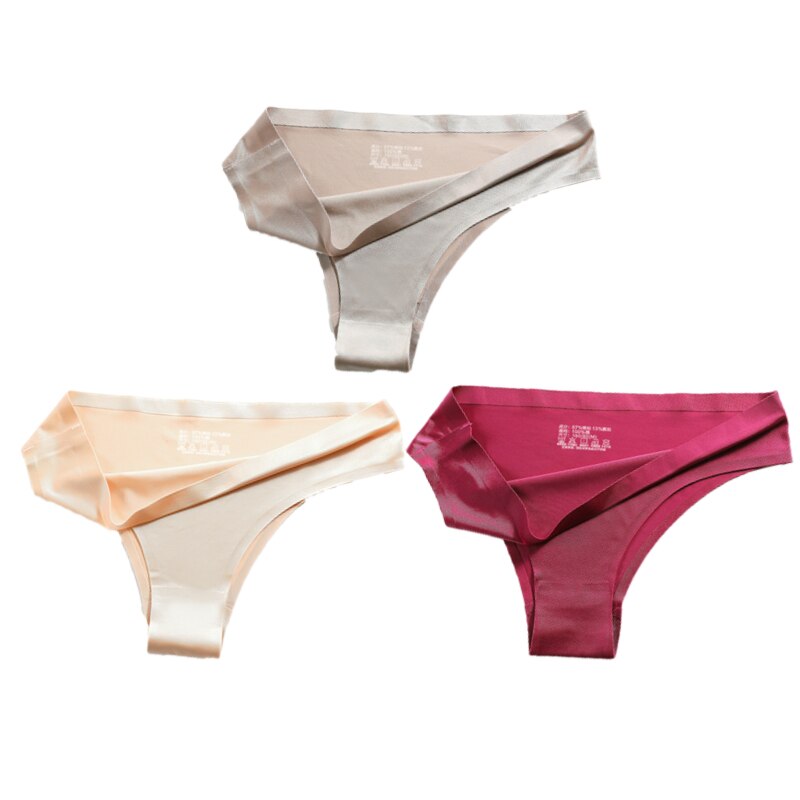 3PCS Sexy Panties Women Silk Low-Waist Underpant 3PCS/Set Thong Female Seamless G-String Thongs Underwear Lingerie Slip Femme