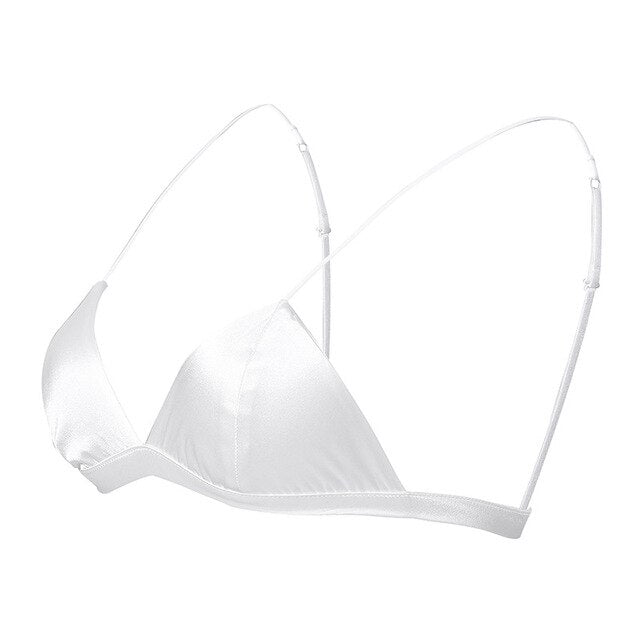 Women Sexy Bras 88%Natural Silk 12%Spandex Wire Free Thin Padded Everyday Bralette White Black Pink 2024 New Underwear